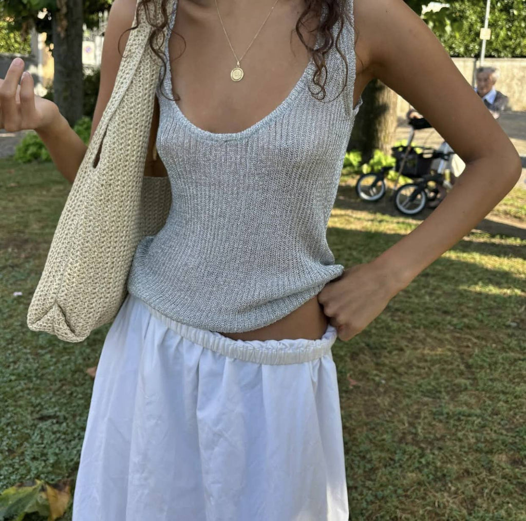 Sheer Metallic Knit Tank Top