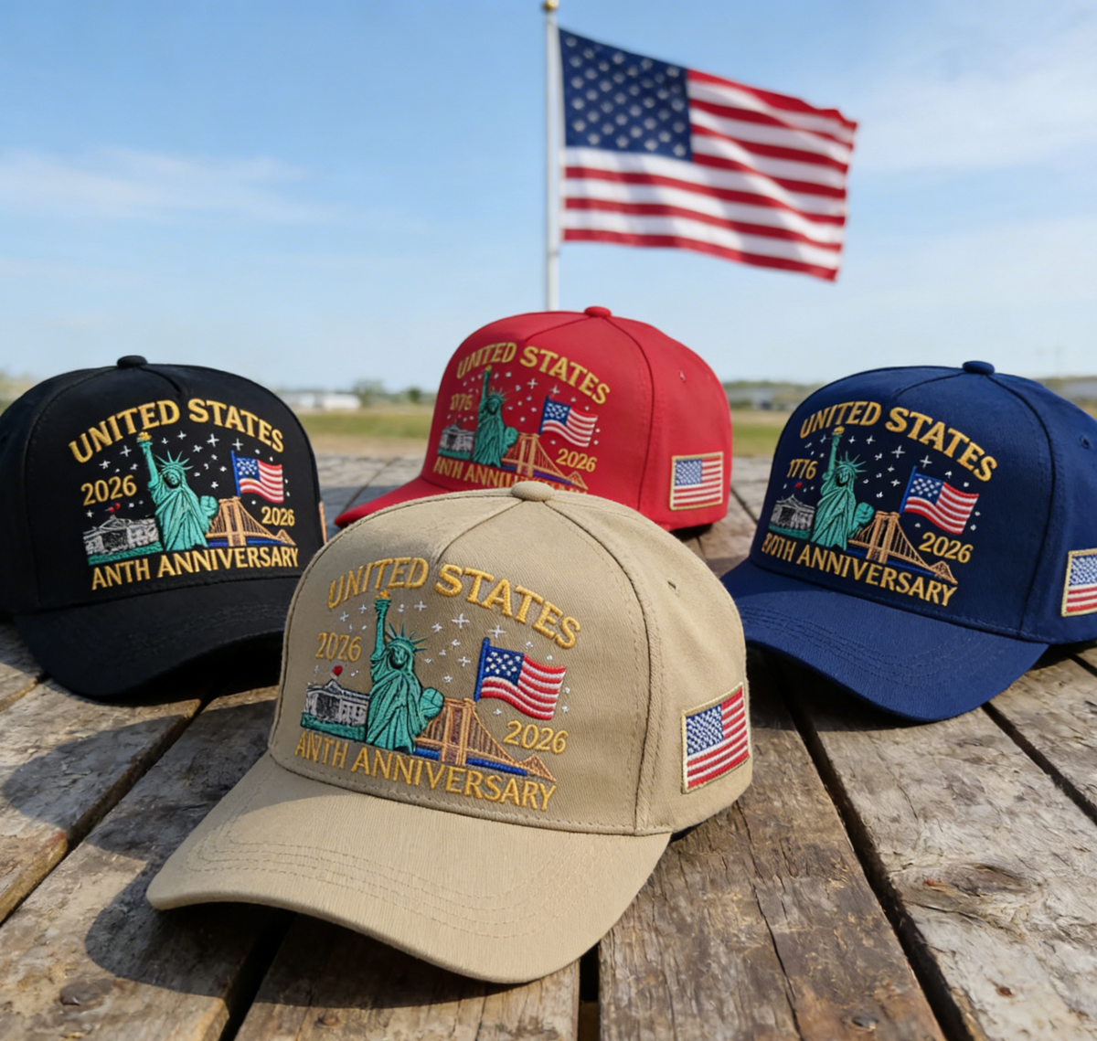 Liberty Skyline Embroidered Baseball Cap - Khaki