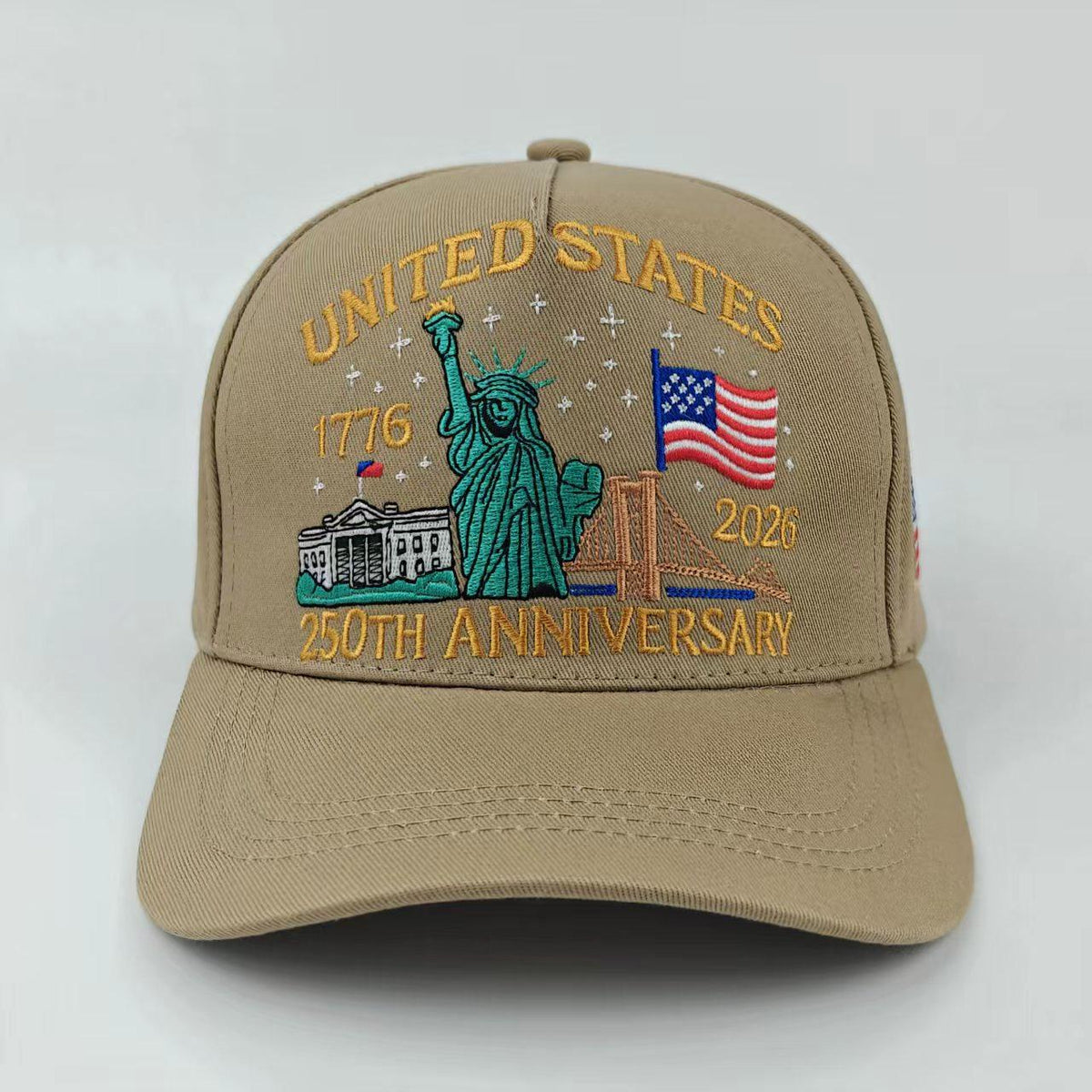 Liberty Skyline Embroidered Baseball Cap - Khaki - 1