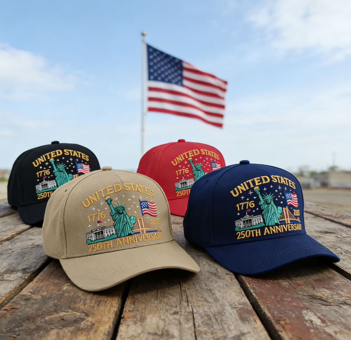 Liberty Skyline Embroidered Baseball Cap - Khaki - 5