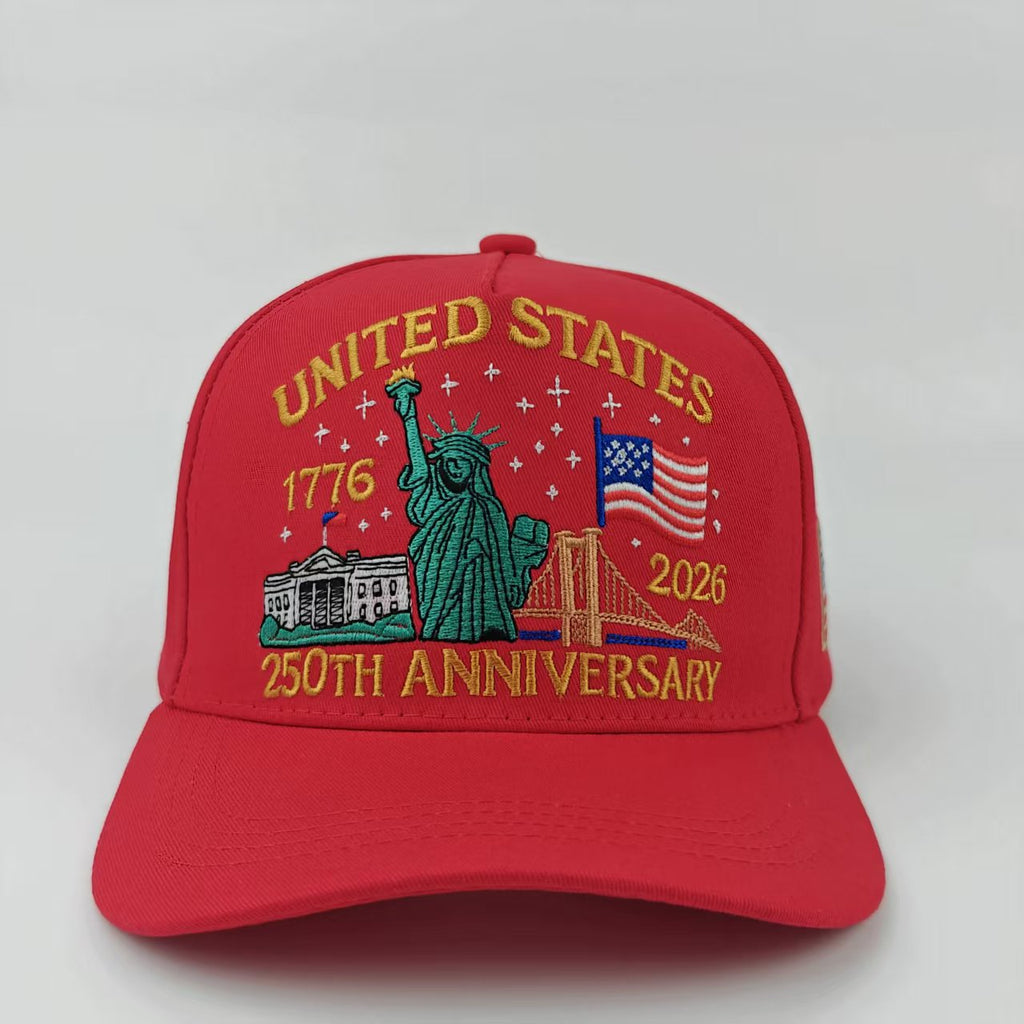 Liberty Skyline Embroidered Baseball Cap - Red