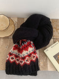 Fair Isle Knit Pull Through Scarf - Black
