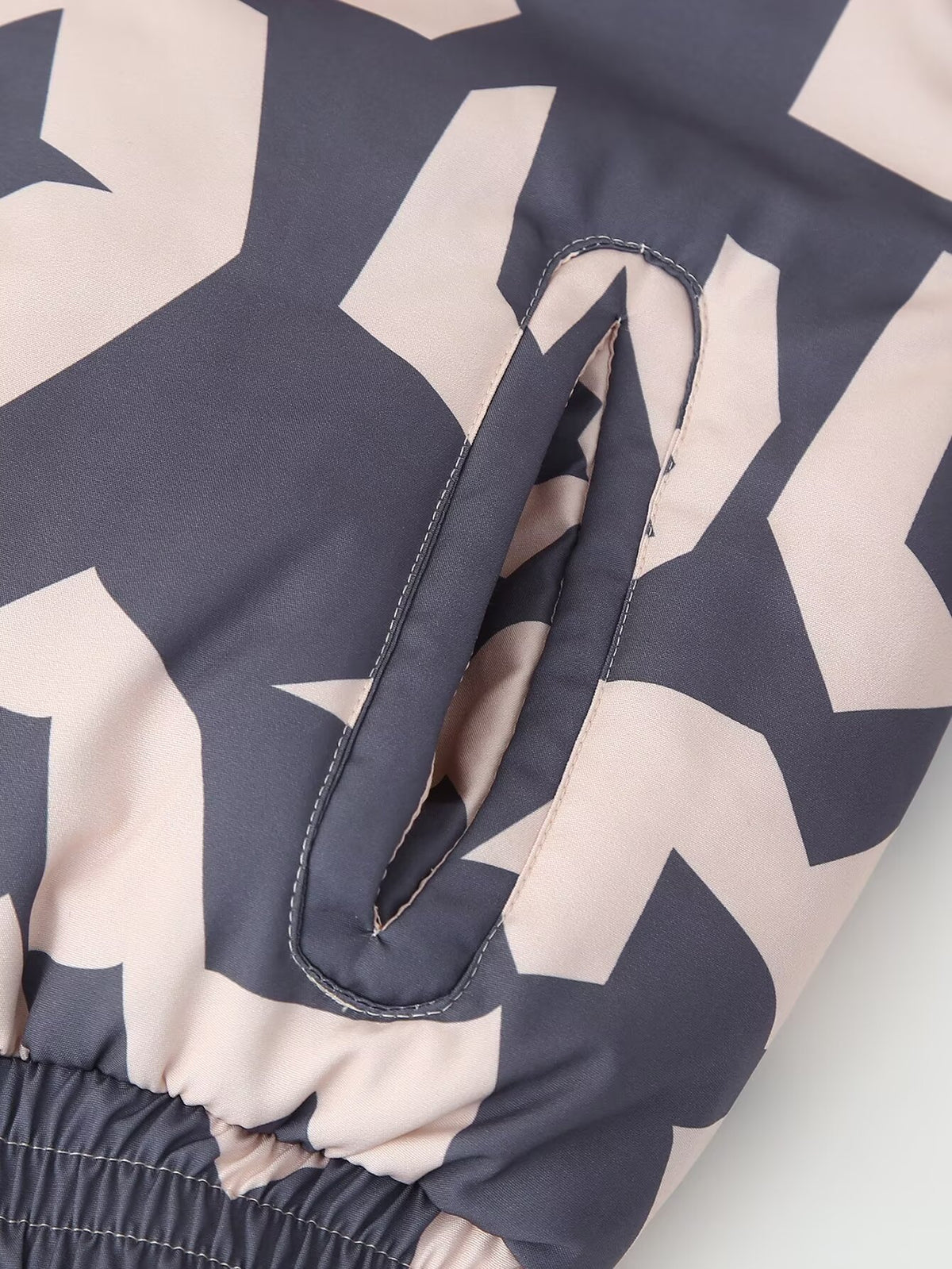 Geometric Print Cropped Padded Bomber Jacket - grey - 4