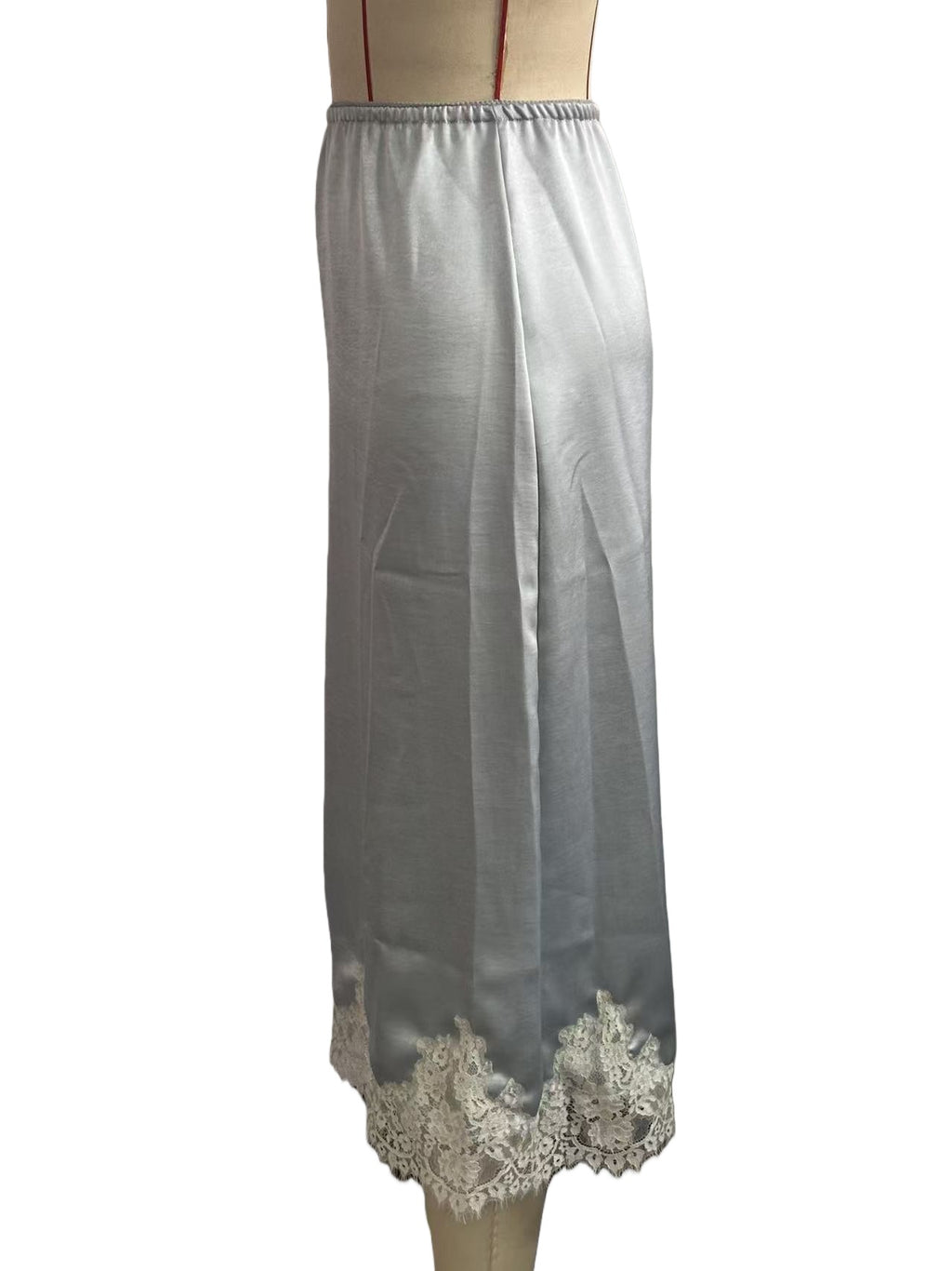 Lace Hem Silky Midi Slip Skirt - view 1