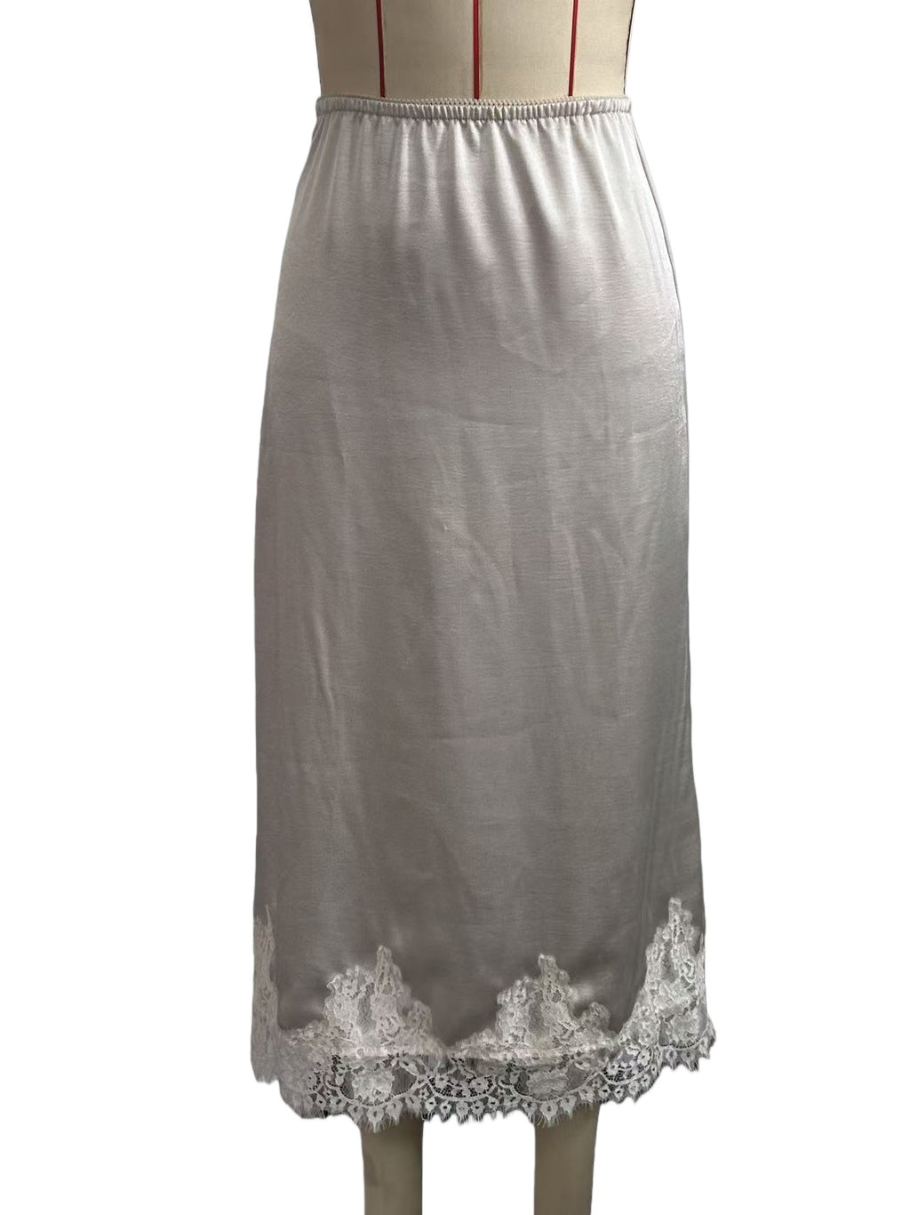 Lace Hem Silky Midi Slip Skirt - view 3
