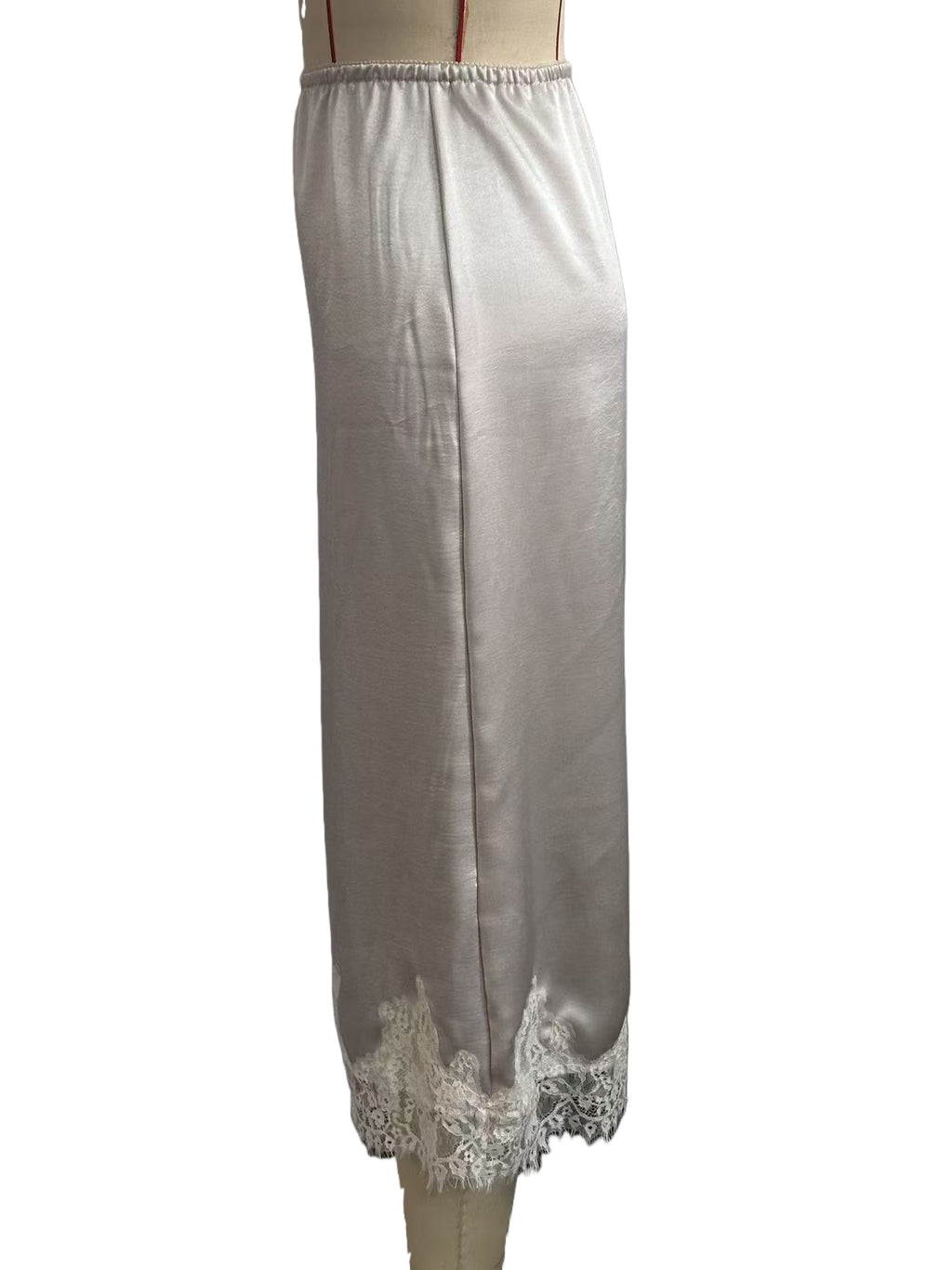Lace Hem Silky Midi Slip Skirt - view 4