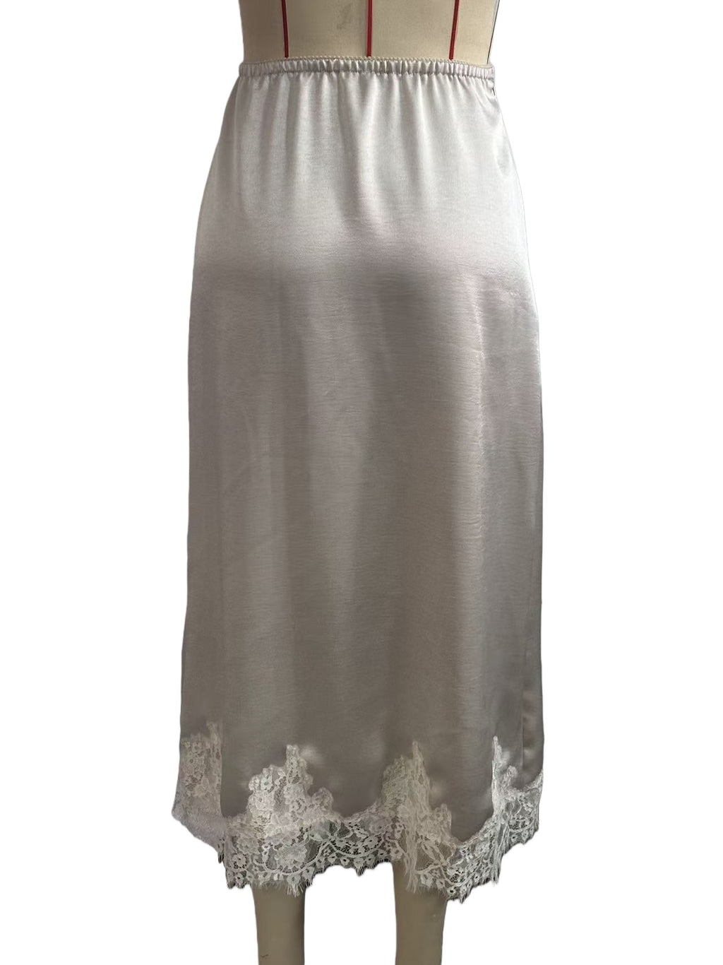 Lace Hem Silky Midi Slip Skirt - view 5