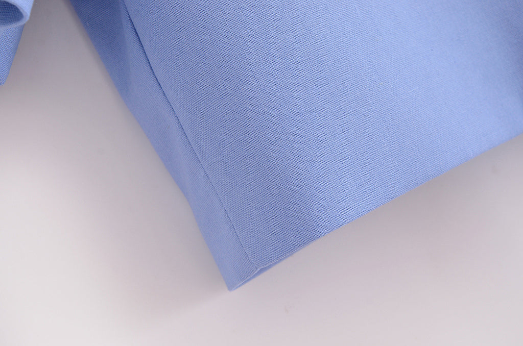 Cropped Short Sleeve Tie Front Blazer - Blue - 6