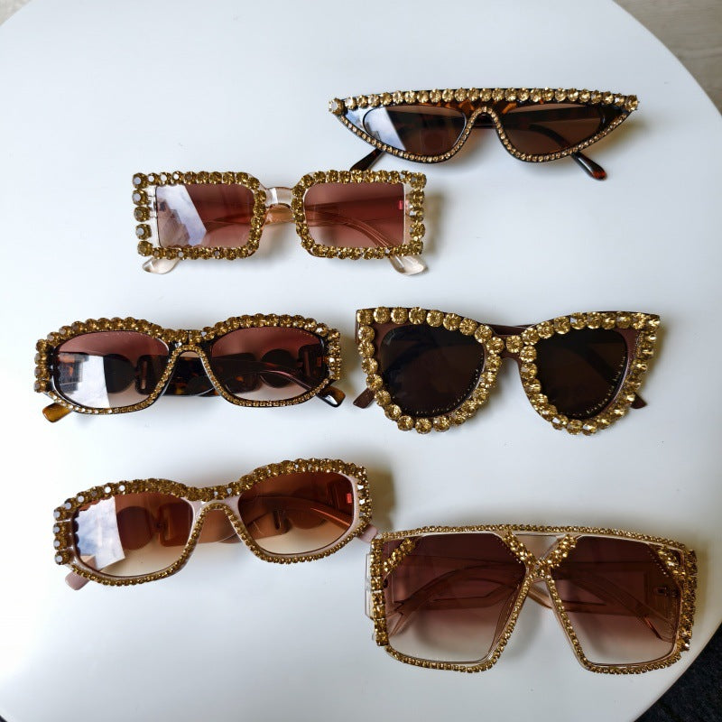 Crystal Embellished Retro Party Sunglasses - Color_2 - 2