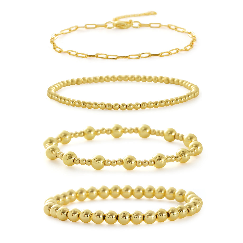 Bohemian Bead And Chain Bracelet Set - Set