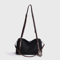 Faux Suede Boston Bag with Padlock Charm