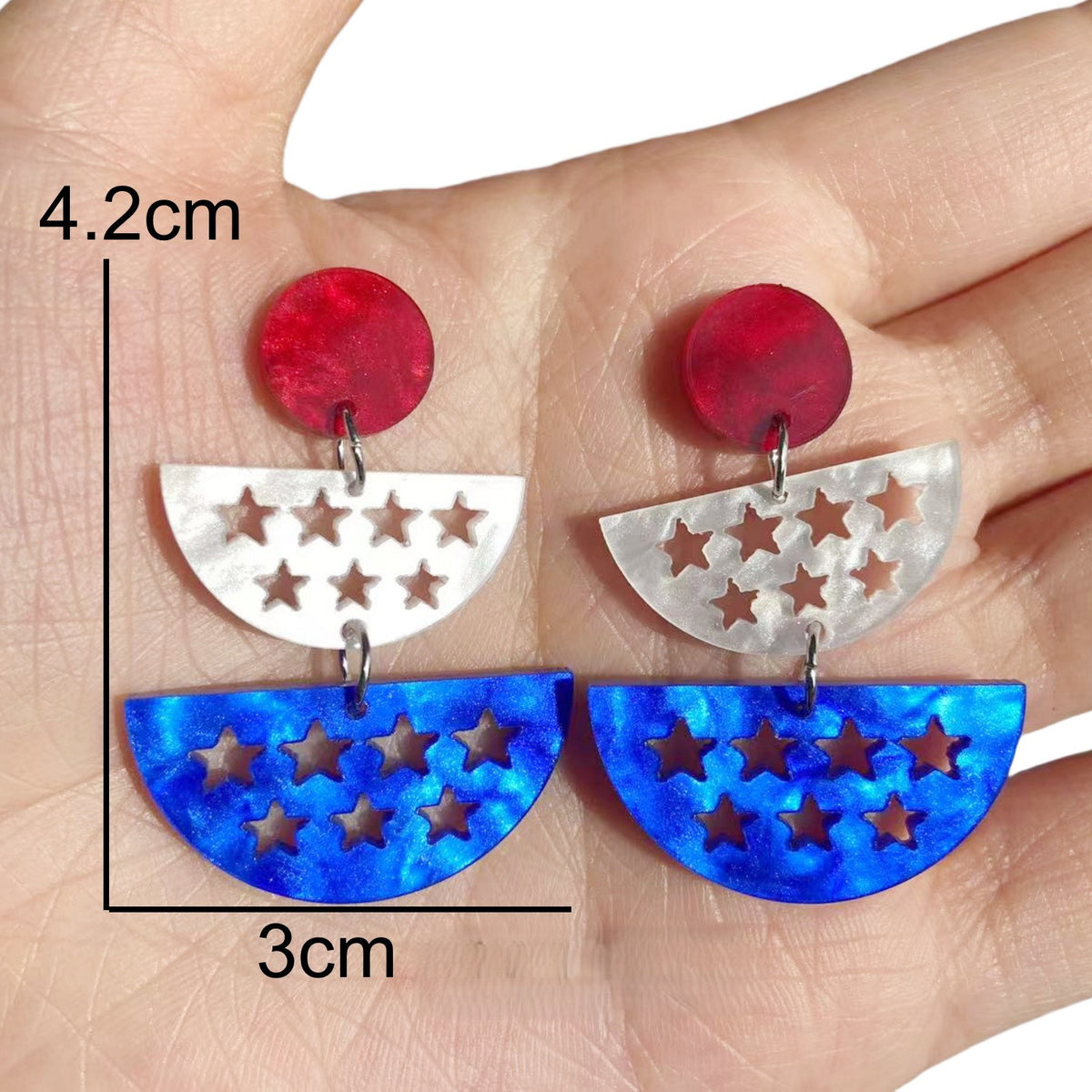 Star Cutout Half Moon Acrylic Earrings - Ripples