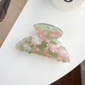 Ruffled Petal Edge Claw Hair Clip - Pink_green