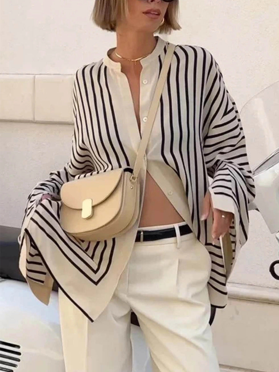 Directional Stripe Relaxed Button Shirt