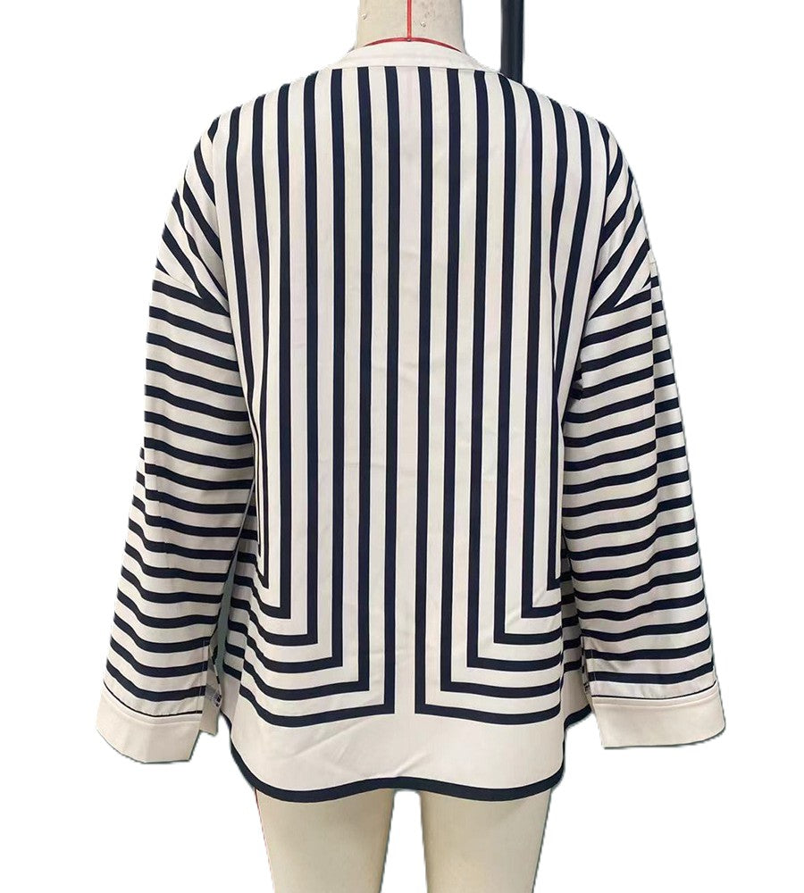 Directional Stripe Relaxed Button Shirt - view 3