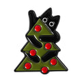 Whimsical Cat Christmas Enamel Brooch Pin - C2