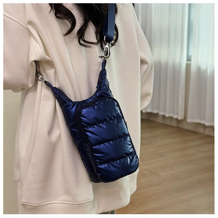 Quilted Puffer Water Bottle Crossbody Bag