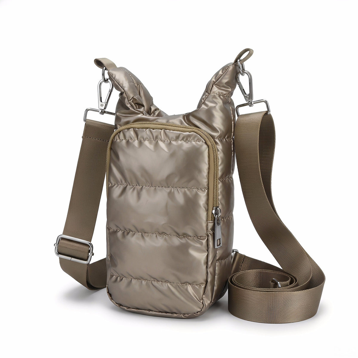 Quilted Puffer Water Bottle Crossbody Bag