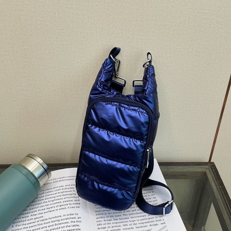 Quilted Puffer Water Bottle Crossbody Bag