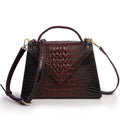 Croc Embossed Top Handle Bag with Crossbody Strap - Burgundy