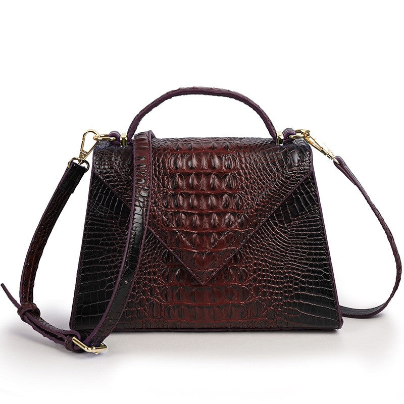 Croc Embossed Top Handle Bag with Crossbody Strap