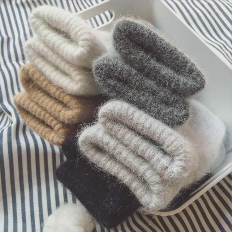 Fluffy Wool Blend Mitten Gloves - Beige - 3