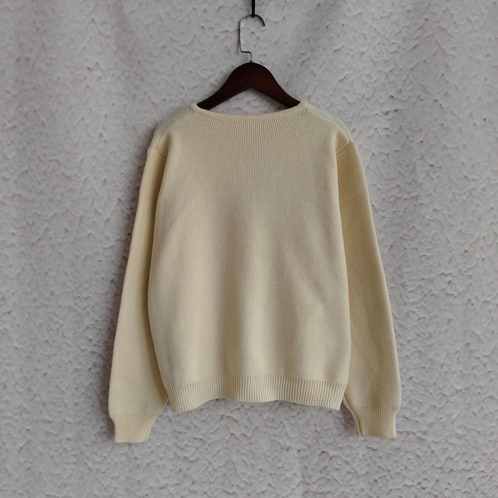Colourful Button Round Neck Cardigan - Beige - 4