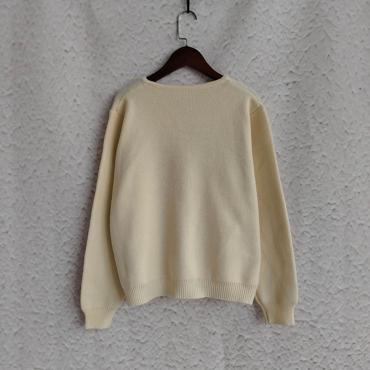 Colourful Button Round Neck Cardigan - Beige - 4