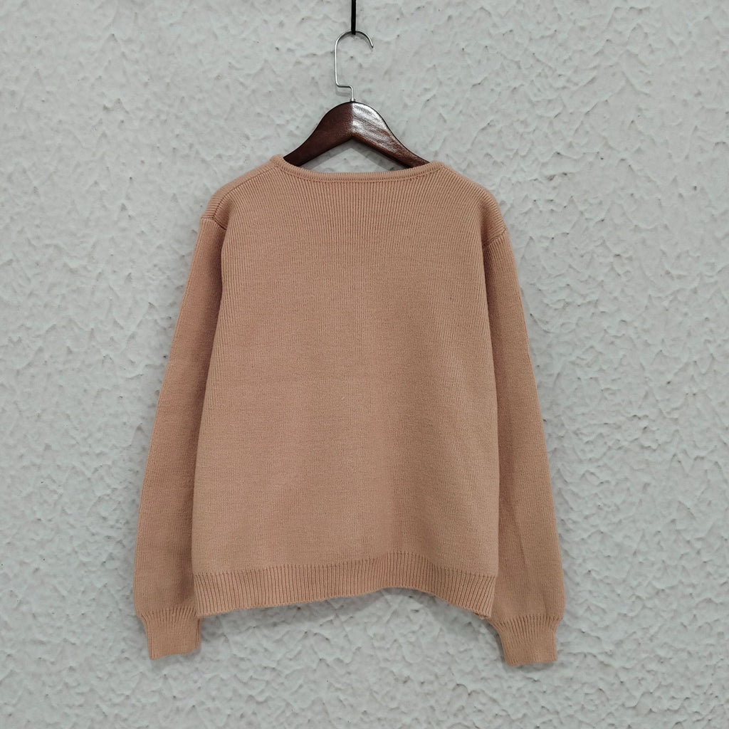 Colourful Button Round Neck Cardigan - Pink - 1