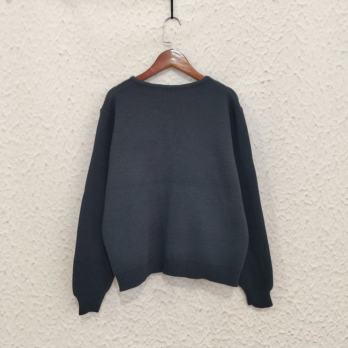Colourful Button Round Neck Cardigan - charcoal - 1