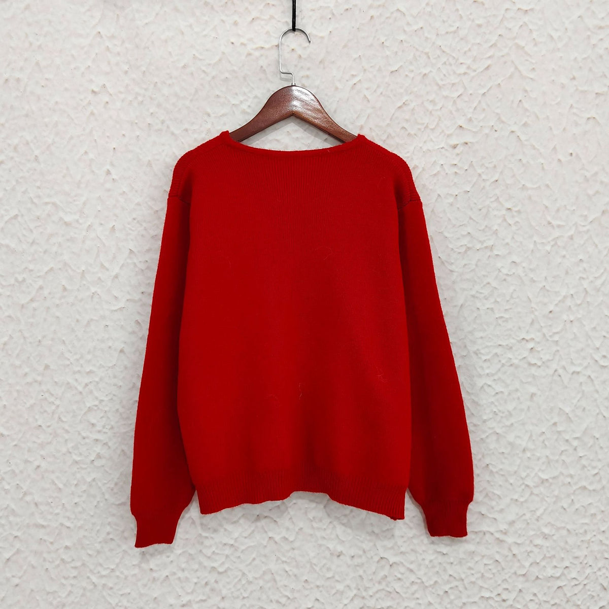 Colourful Button Round Neck Cardigan - red - 2