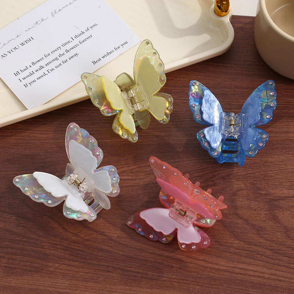 Layered Butterfly Rhinestone Hair Clip