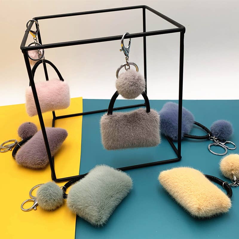 Velvet Plush Handbag Charm Keyring