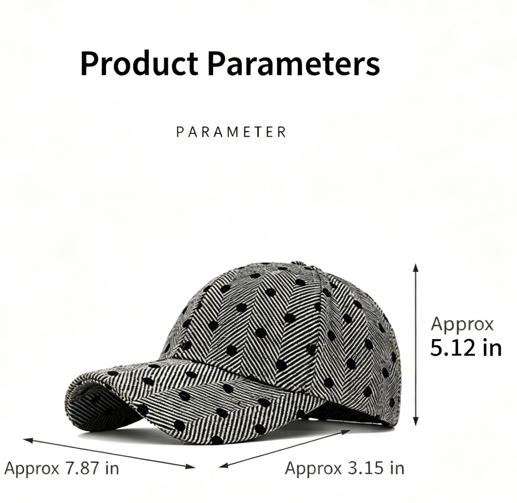 Herringbone Knit Baseball Cap With Dotted Pattern - Grey - 2