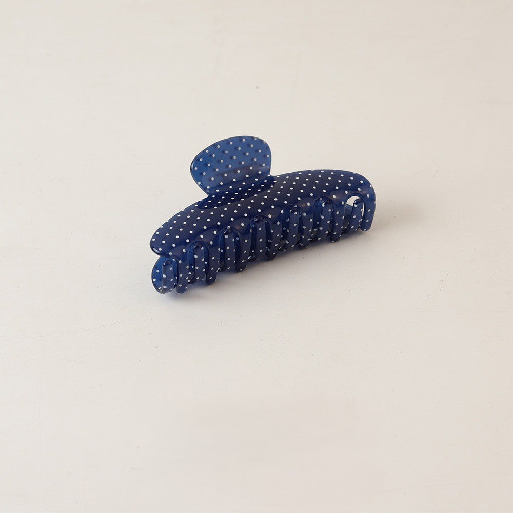Dotted Crescent Hair Claw Clip - Blue