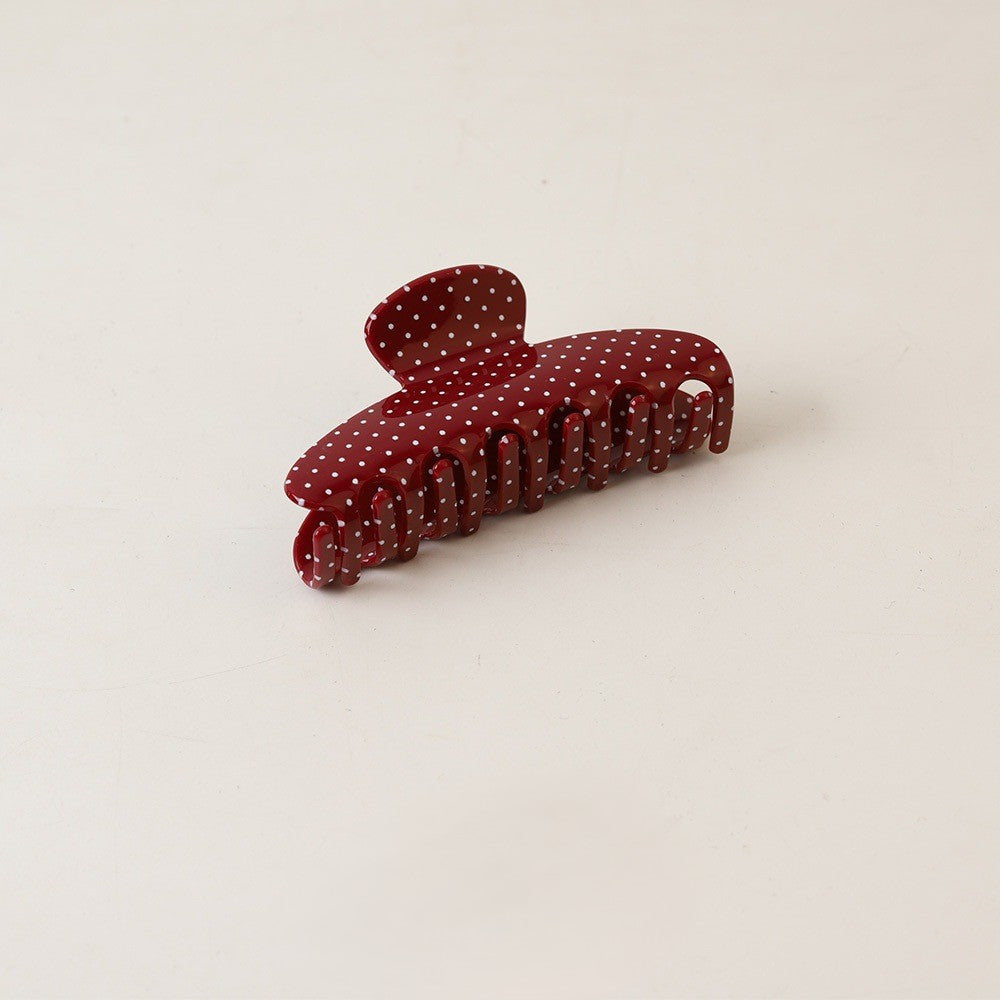 Dotted Crescent Hair Claw Clip - Red