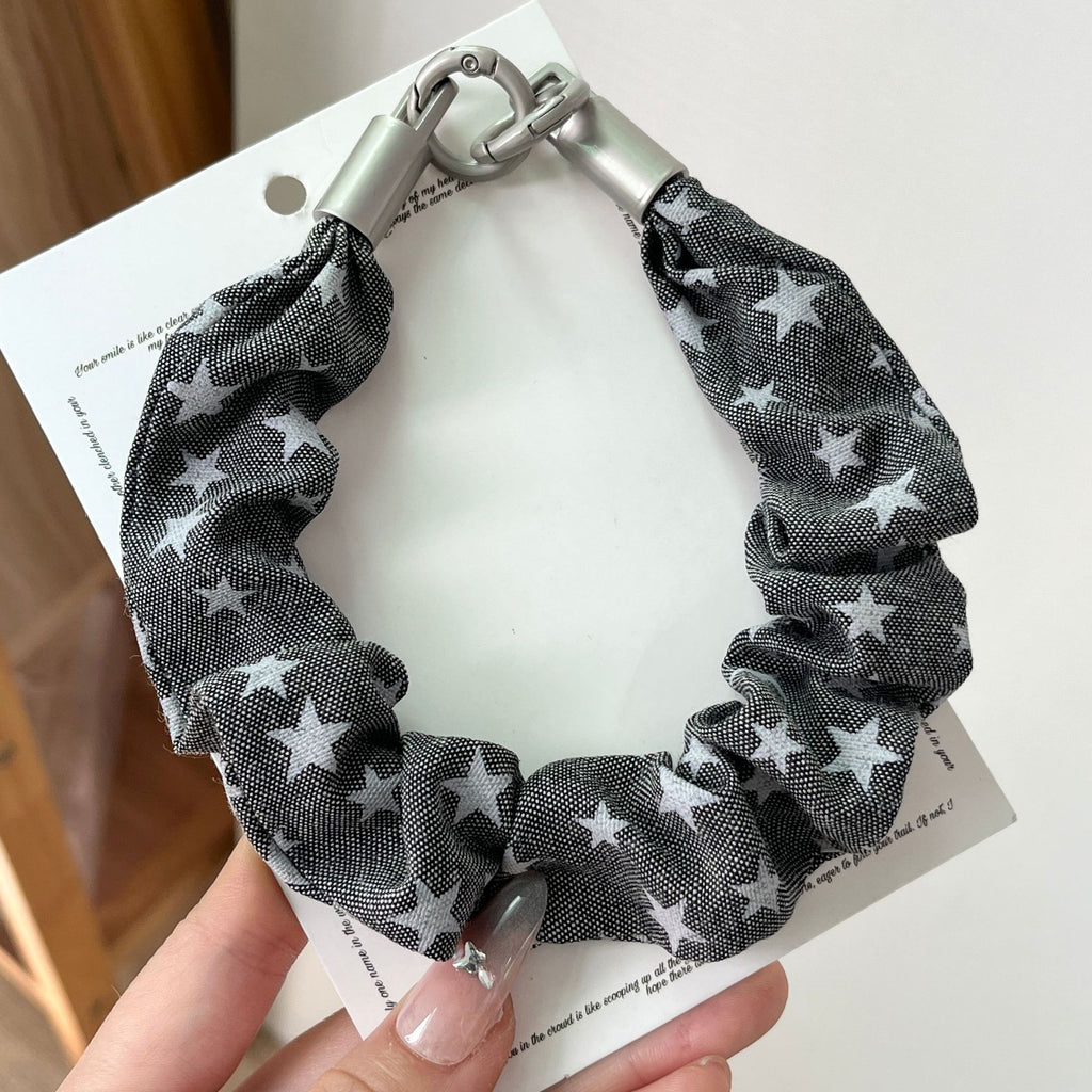 Western Star Denim Scrunchie Phone Wrist Lanyard - Grey