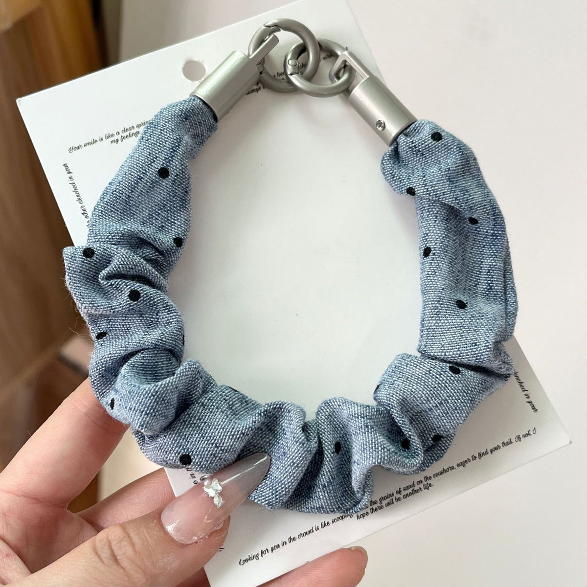 Western Star Denim Scrunchie Phone Wrist Lanyard - Lightblue