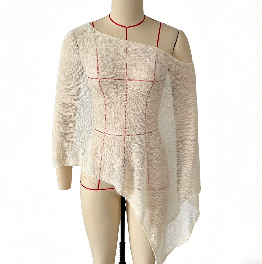 Sheer Knit Asymmetric Beach Cover Up - Apricot