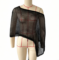 Sheer Knit Asymmetric Beach Cover Up - Black