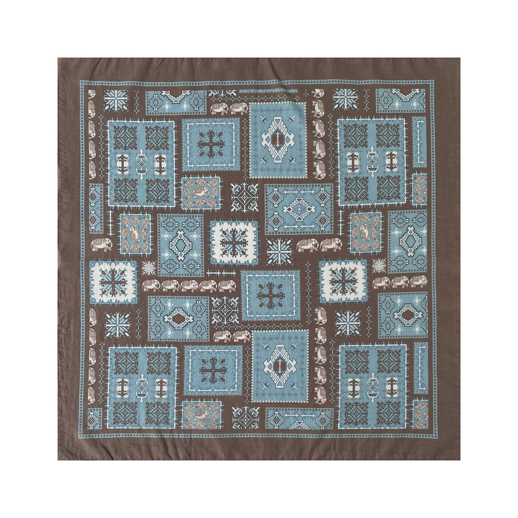 Vintage Ethnic Motif Cotton Square Bandana - NO-4