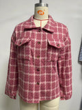 Tweed Check Flap Pocket Shacket - RoseRed