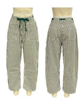 Tie Waist Curved Leg Utility Jeans - Green
