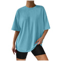 Oversized Crew Neck Drop Shoulder Tee - Blue