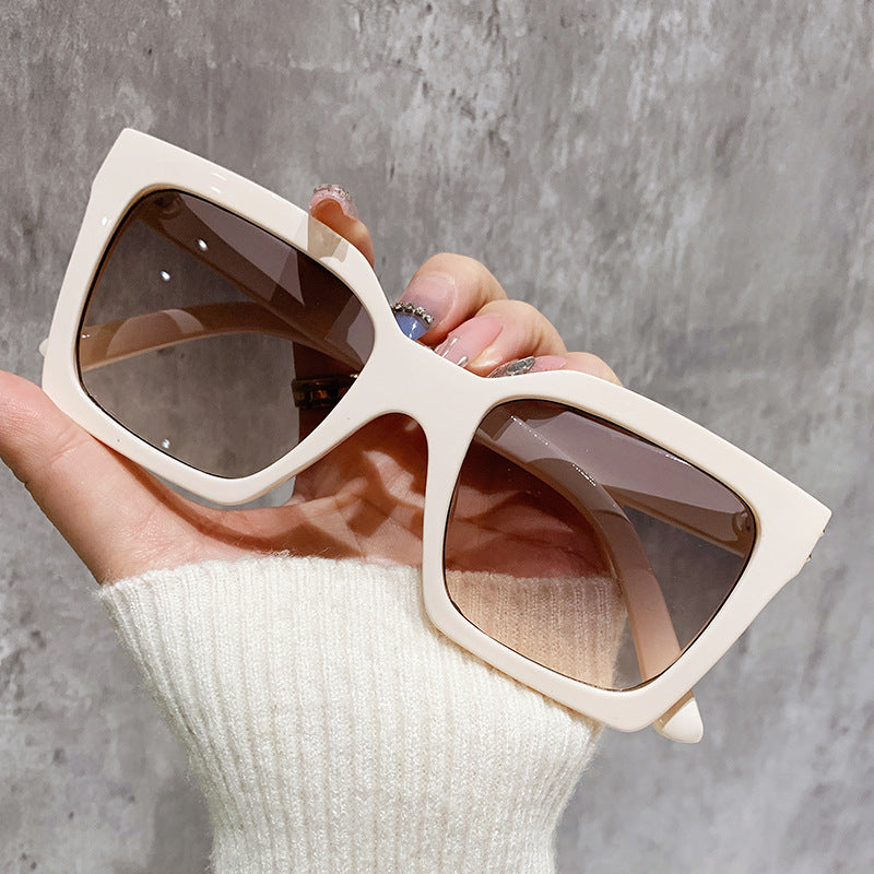 Extra Large Square Gradient Sunglasses - Beige - 1