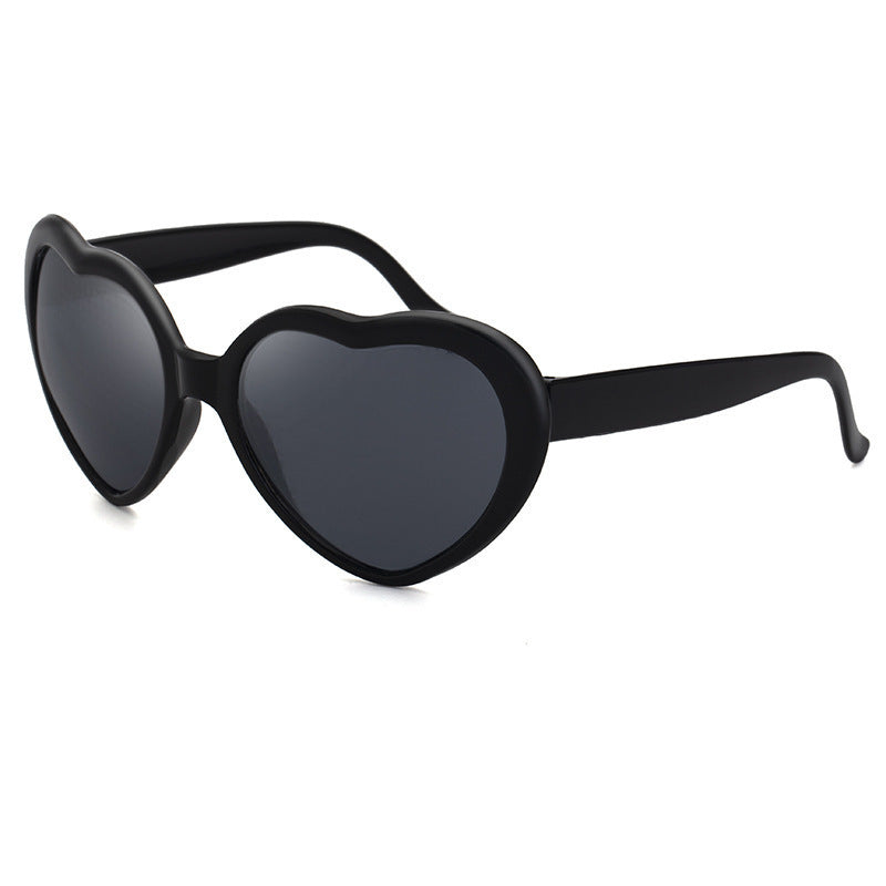 Heart Shaped Retro Party Sunglasses - Black