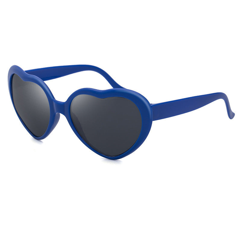 Heart Shaped Retro Party Sunglasses - Blue