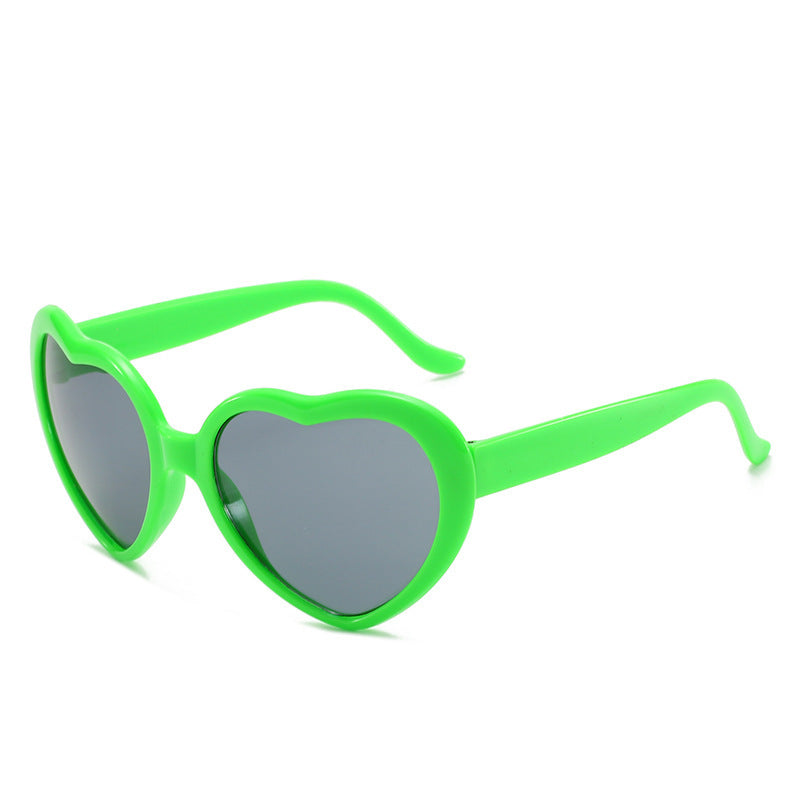 Heart Shaped Retro Party Sunglasses - Green
