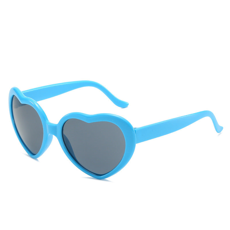 Heart Shaped Retro Party Sunglasses - Light_Blue