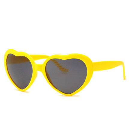 Heart Shaped Retro Party Sunglasses - Yellow